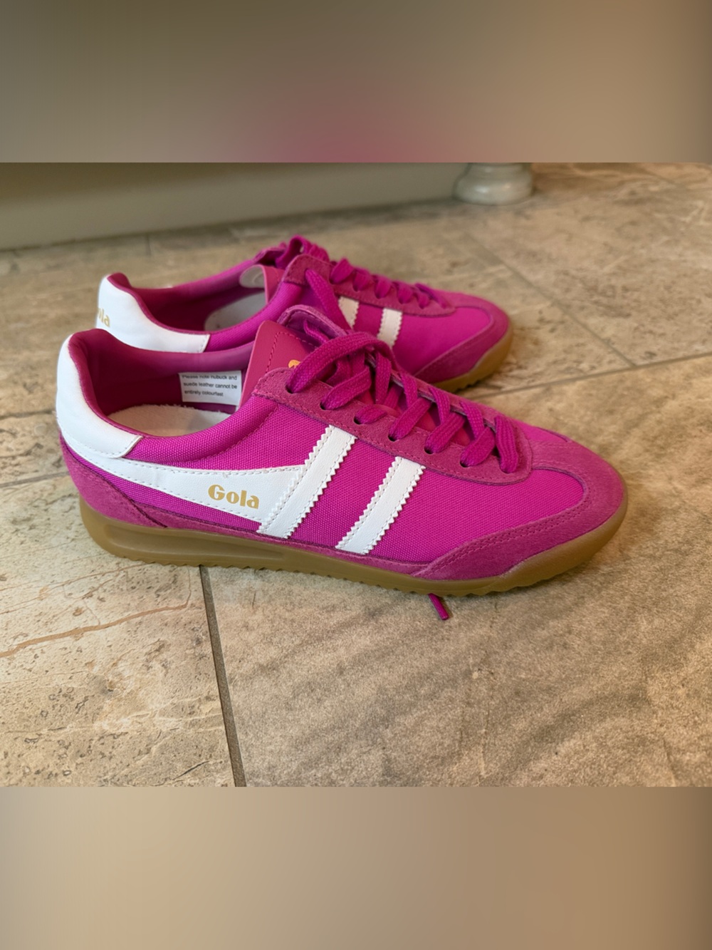 Gola Women's Fuchsia Canvas Sneaker with White Stripes